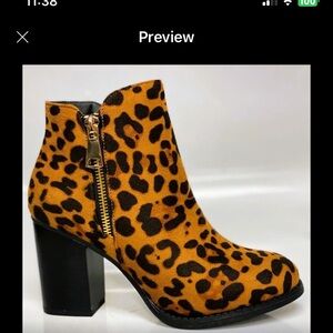 NWB Leopard Suede Booties.